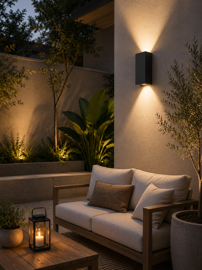 Luces De exterior Aplique Pared Exterior Bidireccional Negro GU10 Apto LED Moderno Interior Exterior Hierro Luz Arriba Abajo Patio Living Entrada