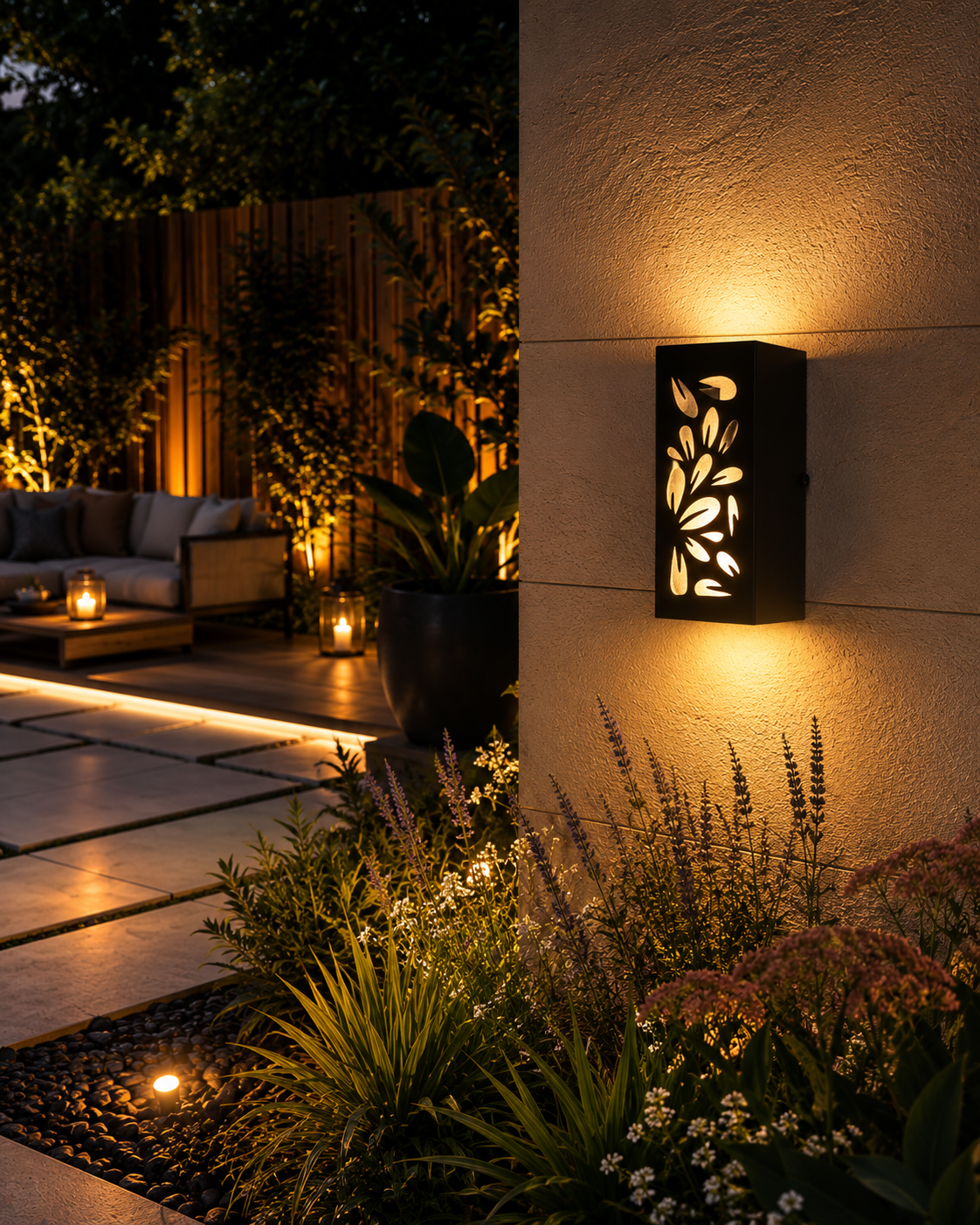 Luces Aplique Lampara de Pared Exterior Bidireccional  | Lámpara Floral Moderna para Jardín, Patio y Entrada