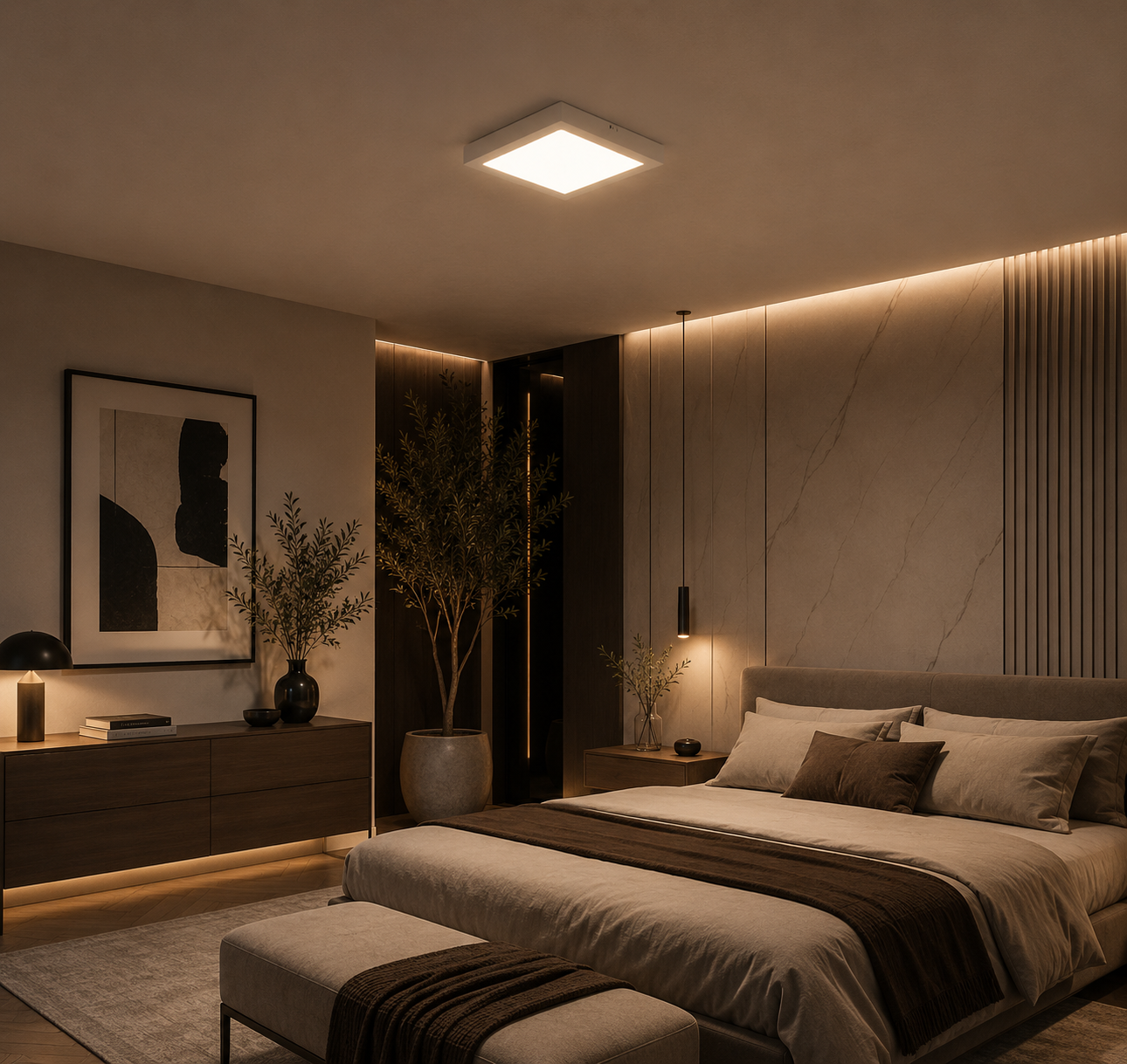 Lampara de Techo Panel Plafón Cuadrado  Luz Fría  | Luces Moderna Bajo Consumo para Cocina, Oficina y Living