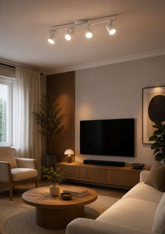 Lamparas de Techo Aplique Barral 4 Luces LED con Dicroicas Incluidas | Luces Moderno Direccionable para Cocina, Living y Comedor