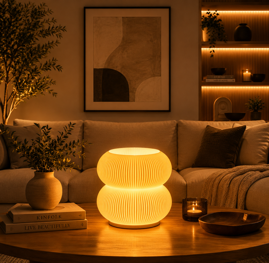 Lampara Velador Nórdico Luz Cálida | Lámpara de Mesa Esférica Moderna para Dormitorio y Living