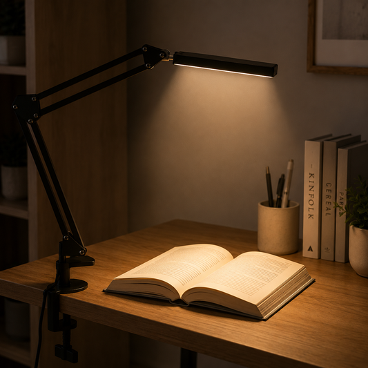 Lámpara Escritorio LED USB Regulable Brazo Flexible 360° Luz Fría Cálida Neutra Con Morsa Para Oficina Estudio Home Office