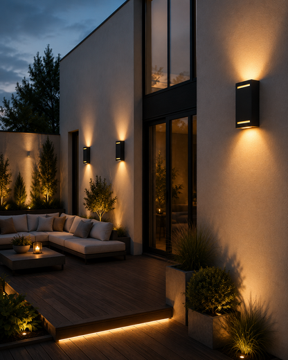 Luces Aplique Pared Exterior Bidireccional Pack Lamparas LED GU10 Luz Fría/Cálida Moderno Negro Exterior Interior Patio Entrada