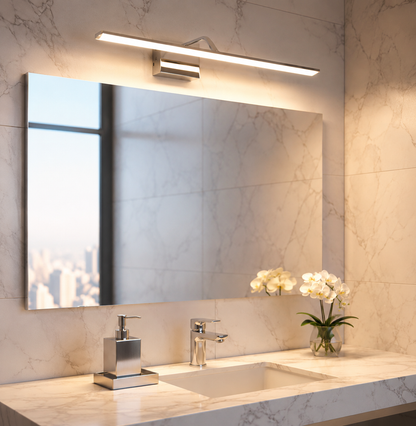 Aplique Pared Luces LED Moderno Para Baño 60cm Luz Cálida Móvil Acero Espejo Vanitory Interior