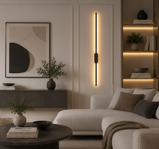 Lampara Aplique Pared Lineal Led Minimalista Negro 60cm Luz Cálida/Neutra Interior Exterior Moderno Aluminio Pasillo Living Dormitorio