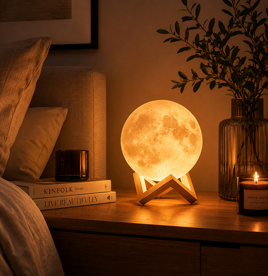 Lámpara Velador Luna LED RGB 16 Colores Recargable USB Control Remoto Decoración Dormitorio