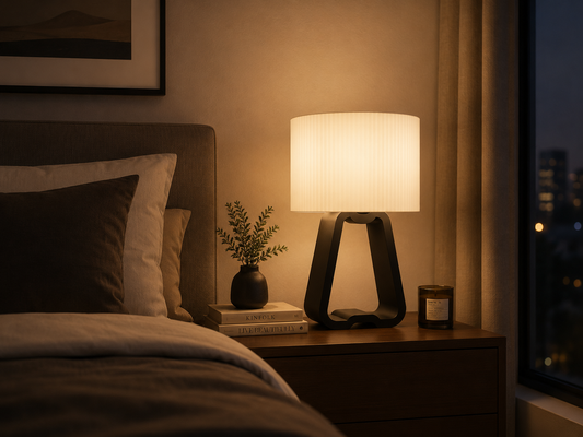 Lampara Velador Minimalista LED Moderno Luz Cálida Mesa De Luz Dormitorio Living Negro Habitacion Pieza