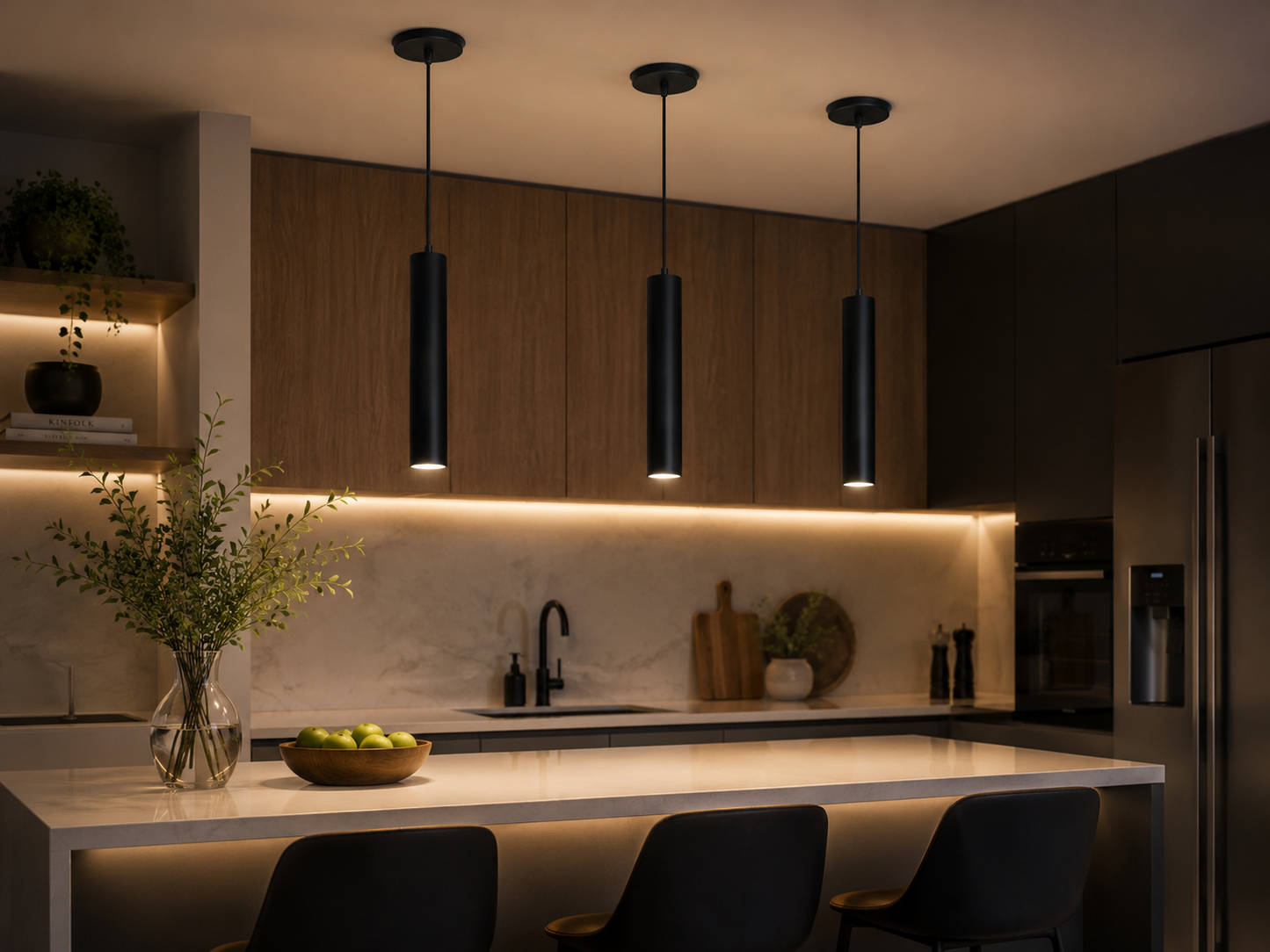Lámpara Colgante Tubo LED Moderna Negra E27 Cocina Living Comedor Cocina Oficina Incluye Lampara