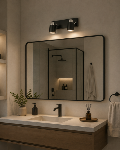Luces De Baño Spot Aplique Pared Techo 2 Luces GU10 LED Negro Aluminio Moderno Cabezal Móvil Interior