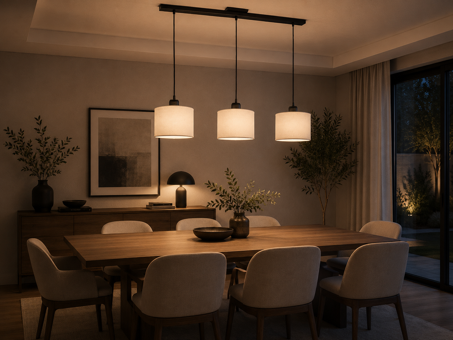 Lámpara Colgante 3 Luces LED Regulable Comedor Living Cocina Moderna Arpillera Techo E27 Cafeteria Restaurantes