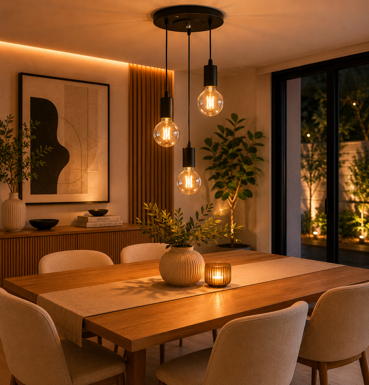 Lámpara Colgante Vintage 3 Luces E27 Negra Cocina Comedor Barra Industrial LED Techo Moderno