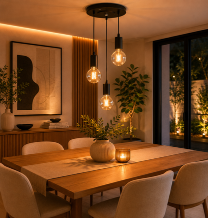 Lámpara Colgante Vintage 3 Luces E27 Negra Cocina Comedor Barra Industrial LED Techo Moderno