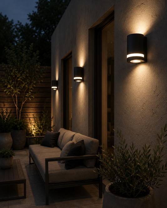 Lampara Aplique Pared Exterior LED Unidireccional Negro GU10 Moderno Fachada Jardín Patio Galería Interior Exterior Con Lampara Led