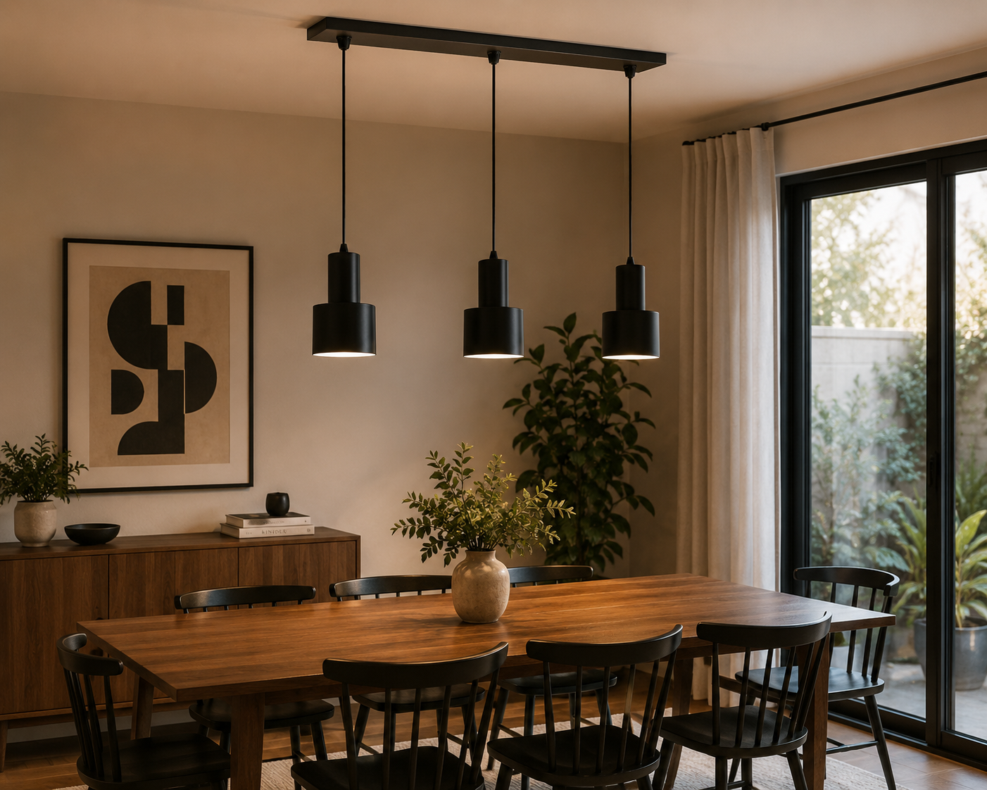 Lámpara Colgante 3 Luces Negra Moderna Apto LED Cocina Isla Barra Comedor Living Industrial Minimalista Techo Deco