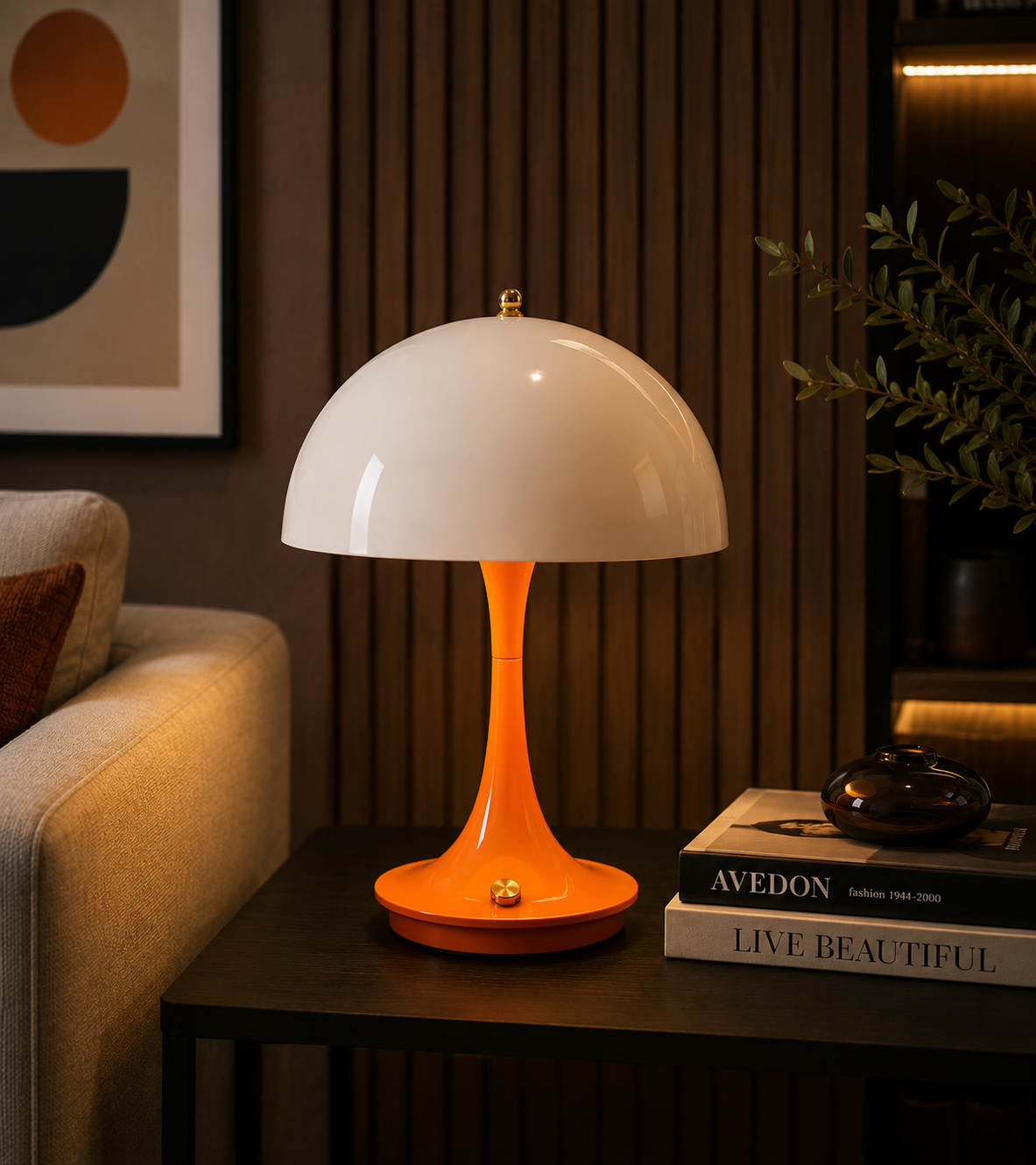 Lampara Velador LED Hongo Recargable USB con Luz Fría, Cálida y Neutra | Lámpara de Mesa Inalámbrica Regulable Moderna