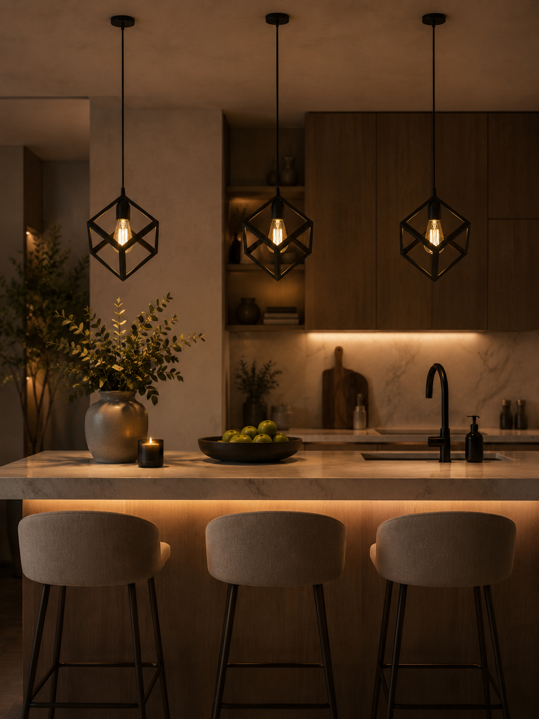 Lámpara Colgante Techo Negra Estilo Jaula | Aplique Moderno Industrial para Cocina, Comedor y Living