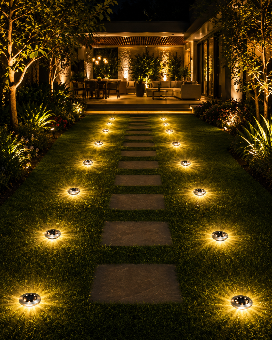 Luces De Patio Camino Pack X4 Estacas Solares Led Exterior Jardín Luz Fría/Cálida Baliza Solar Impermeable Patio Camino