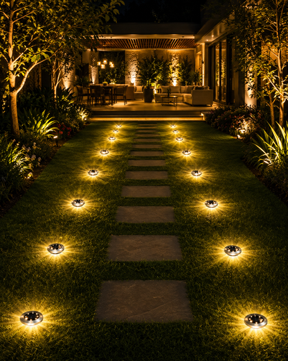 Luces De Patio Camino Pack X4 Estacas Solares Led Exterior Jardín Luz Fría/Cálida Baliza Solar Impermeable Patio Camino
