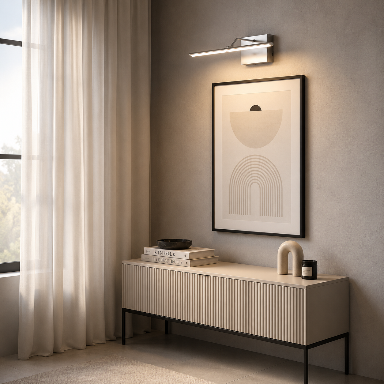 Aplique Pared Luces LED Moderno Para Baño 40cm Luz Cálida Móvil Acero Espejo Vanitory Interior