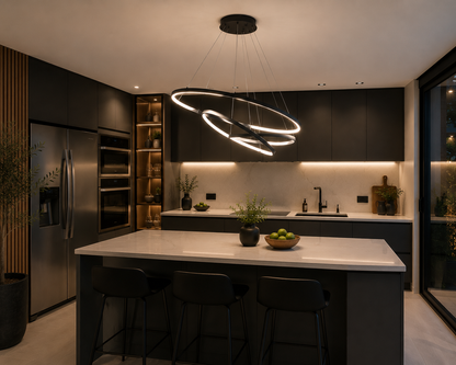 Lámpara Colgante Triple Aro Led Moderna 80 60 45cm De Techo Minimalista Living Comedor Techo Diseño Premium