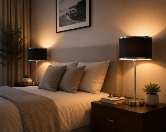 Veladores Modernos Mesa De Luz Dormitorio Cromado LED E27 Lamparas De Mesa Decorativas Living Diseño