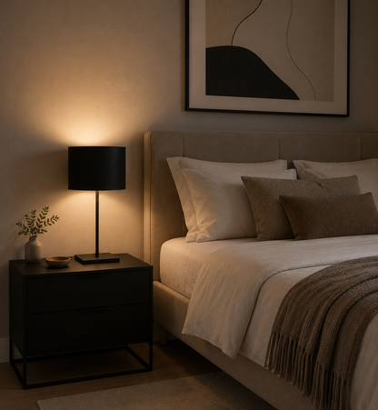 Velador Moderno Mesa De Luz Dormitorio Negro E27 Lampara De Mesa Oficina Living Habitación LED