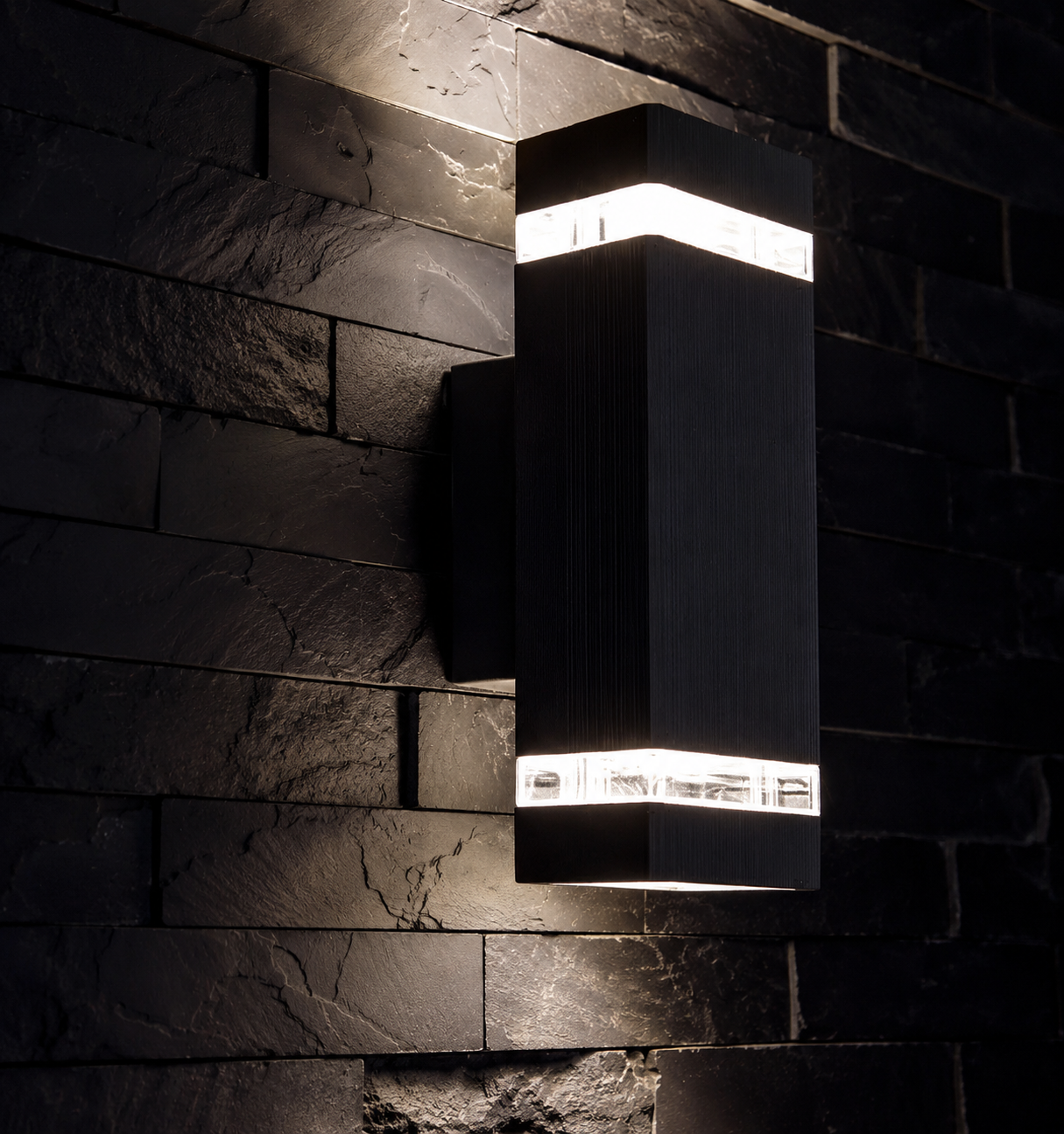Aplique Pared Exterior LED Bidireccional Negro Aluminio 23cm Luz Dicroica GU10 Moderna Jardín Patio Fachada Interior Exterior
