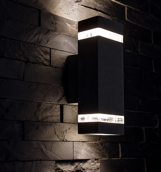Aplique Pared Exterior LED Bidireccional Negro Aluminio 23cm Luz Dicroica GU10 Moderna Jardín Patio Fachada Interior Exterior
