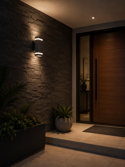 Aplique Pared Exterior LED Bidireccional Negro Aluminio 23cm Luz Dicroica GU10 Moderna Jardín Patio Fachada Interior Exterior