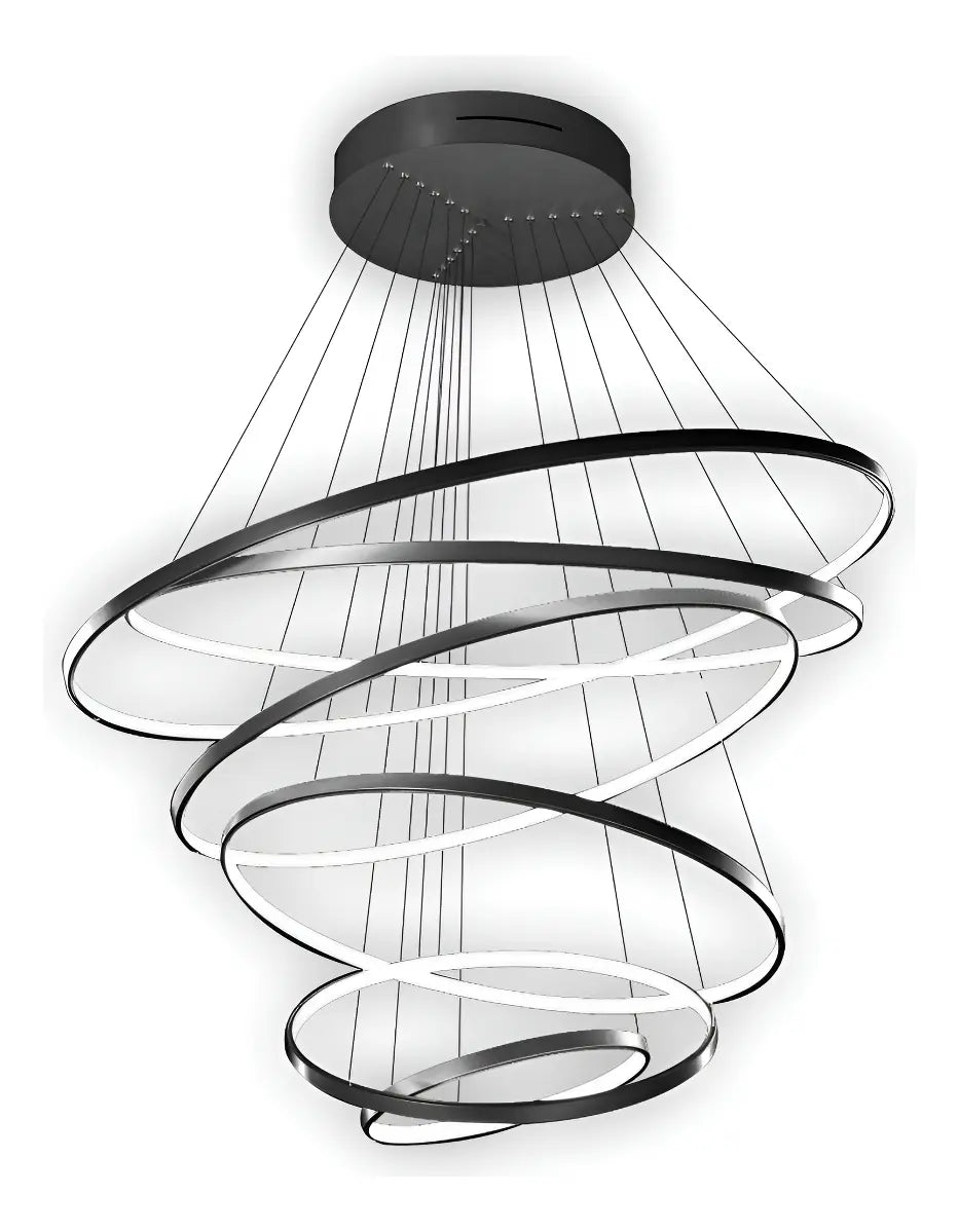Lámpara Colgante  Led 6 Aros Moderna Minimalista Luces De Techo Living Comedor Doble Altura Diseño Premium