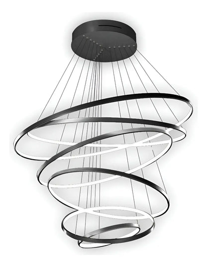 Lámpara Colgante  Led 6 Aros Moderna Minimalista Luces De Techo Living Comedor Doble Altura Diseño Premium