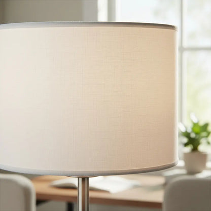 Velador Moderno Plateado Con Pantalla Mesa De Luz Dormitorio Living Apto LED Diseño Elegante