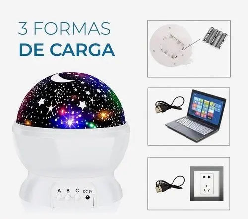 Lampara Velador Proyector Galaxia Estrellas Led Luz Nocturna Bola Giratoria Usb Velador Infantil Habitación Decoració