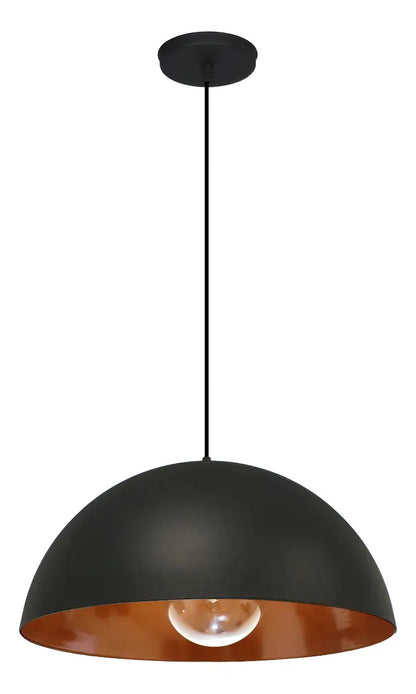 Lámpara Colgante Campana Industrial Negra Y Cobre 40cm E27 Apto LED Techo Cocina Comedor Living