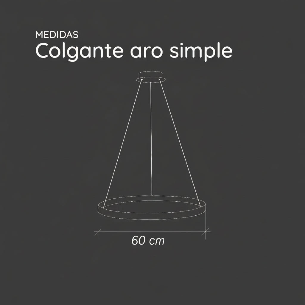 Lámpara Colgante Ciruclar LED Aro 60cm Moderno Minimalista 55W Regulable Techo Living Comedor Cocina
