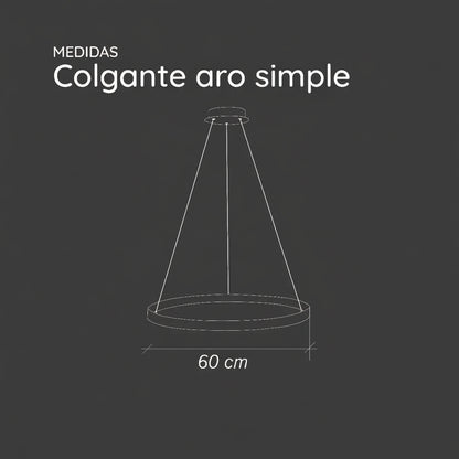 Lámpara Colgante Ciruclar LED Aro 60cm Moderno Minimalista 55W Regulable Techo Living Comedor Cocina