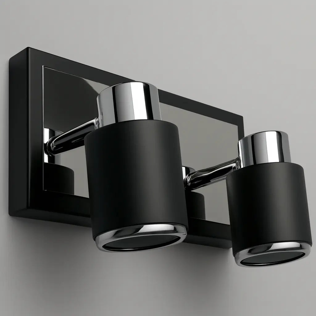 Luces De Baño Spot Aplique Pared Techo 2 Luces GU10 LED Negro Aluminio Moderno Cabezal Móvil Interior