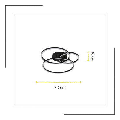 Lampara de Techo Aplique Plafón LED Moderno Negro 47W Luz Dinámica Cálida Fría Neutra Techo Living Dormitorio