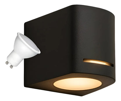 Luces De exterior Aplique Pared Exterior LED Unidireccional Negro GU10 Moderno Fachada Jardín Patio Balcón Galería Interior Exterior Con Lampara Led 7W