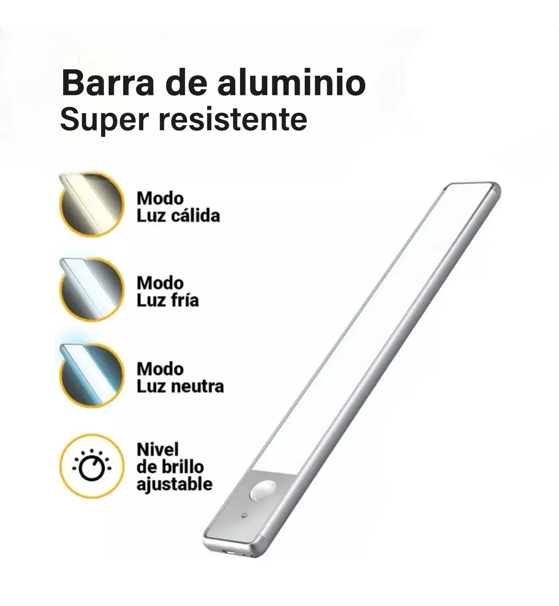 Barra Luces Bajo mesada con Sensor de Movimiento  | Luz Bajo Alacena de Aluminio para Cocina y Placard