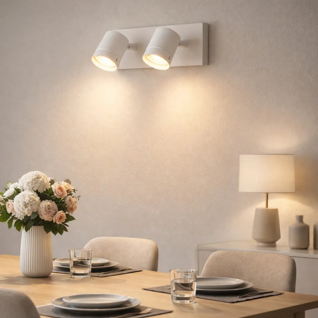 Luces Para Baño Aplique Pared Techgo 2 Luces Spot GU10 Led Moderno Negro Baño Cocina Living