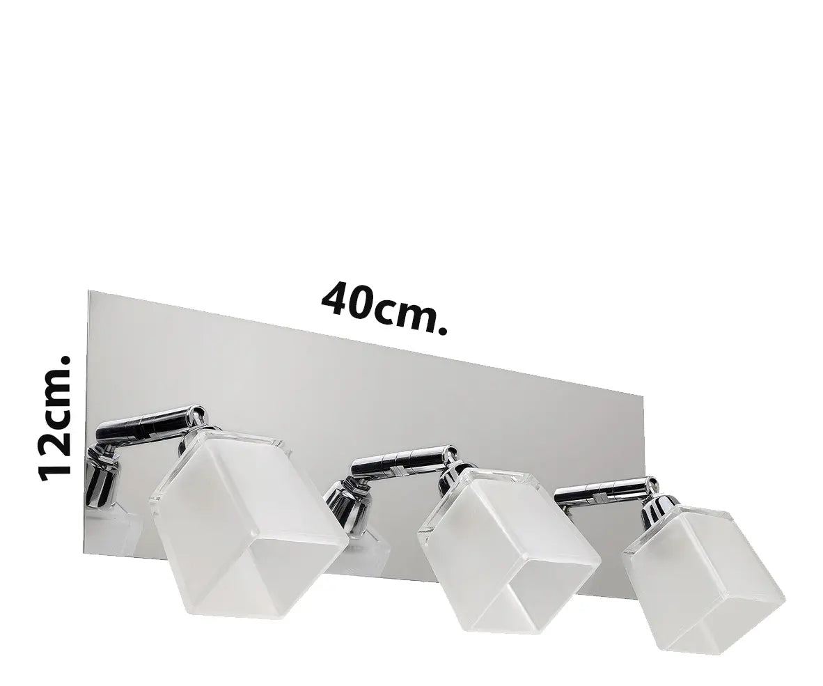 Luces De Baño Aplique Plafón 3 Luces LED Moderno Cromado Para Baño Dormitorio Living Techo Pared Vidrio Satinado
