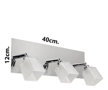 Luces De Baño Aplique Plafón 3 Luces LED Moderno Cromado Para Baño Dormitorio Living Techo Pared Vidrio Satinado