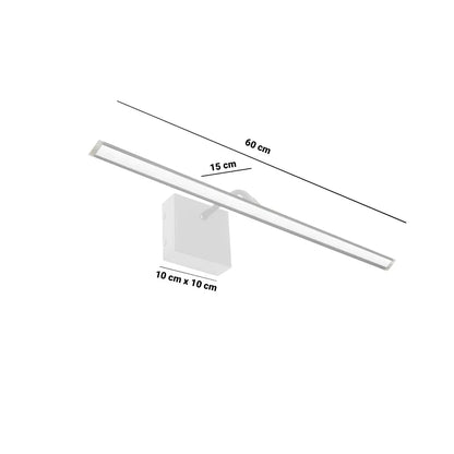 Aplique Pared Luces LED Moderno Para Baño 60cm Luz Cálida Móvil Acero Espejo Vanitory Interior