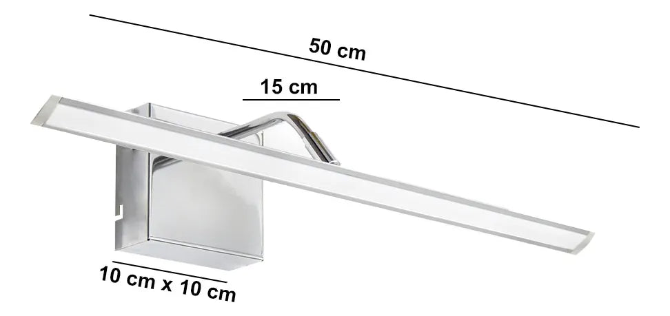 Aplique Pared Luces LED Moderno Para Baño 50cm Luz Cálida Móvil Acero Espejo Vanitory Interior