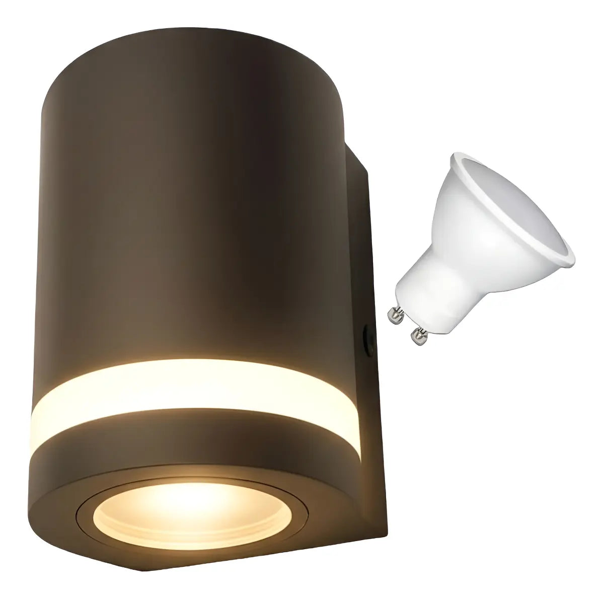 Lampara Aplique Pared Exterior LED Unidireccional Negro GU10 Moderno Fachada Jardín Patio Galería Interior Exterior Con Lampara Led