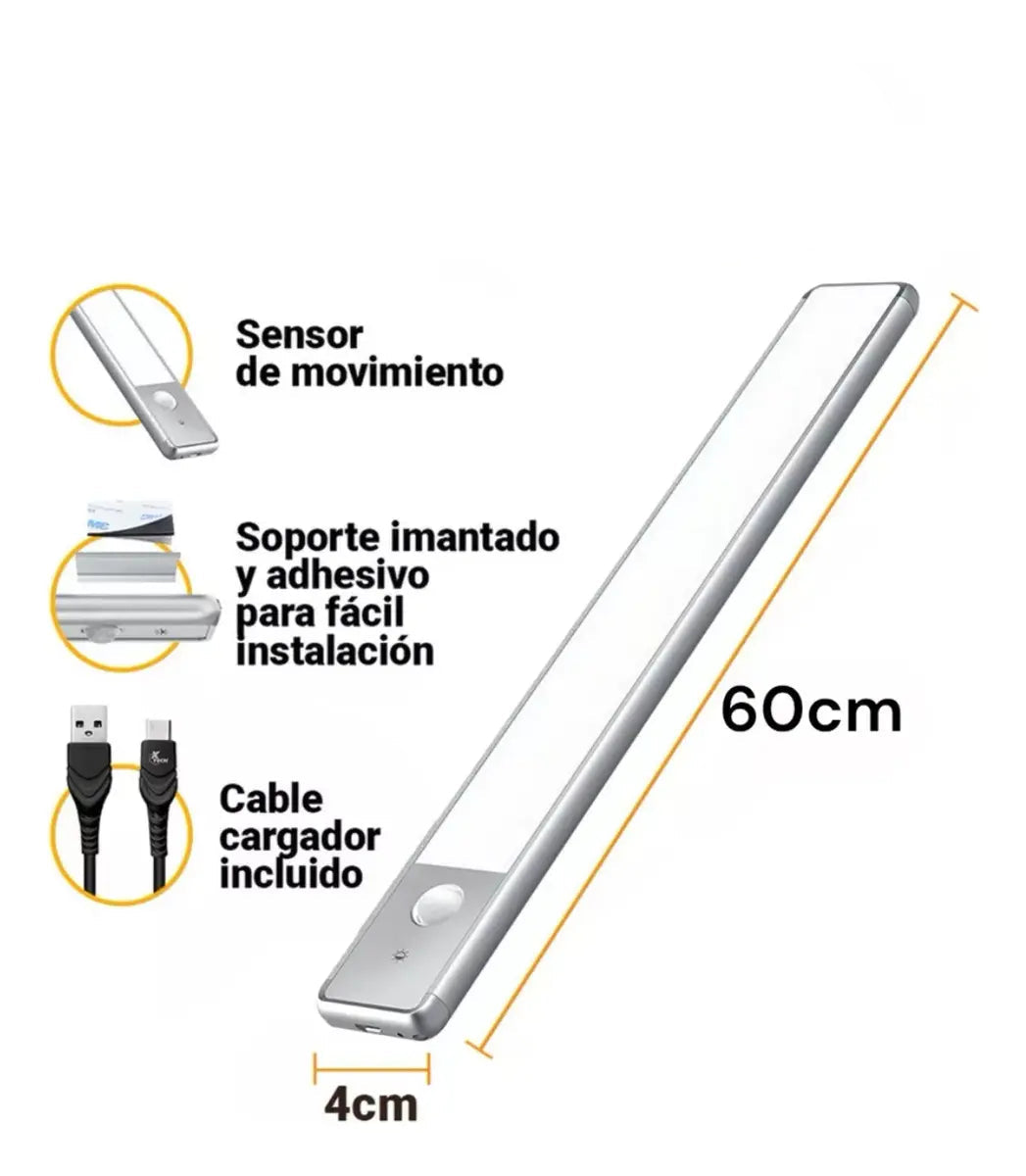 Barra Luces Bajo mesada con Sensor de Movimiento  | Luz Bajo Alacena de Aluminio para Cocina y Placard