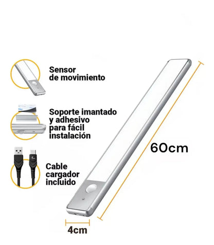 Barra Luces Bajo mesada con Sensor de Movimiento  | Luz Bajo Alacena de Aluminio para Cocina y Placard