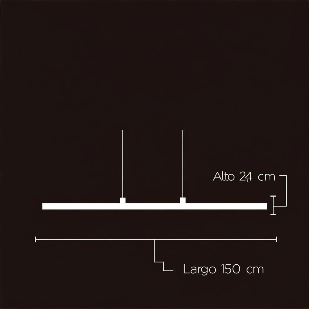 Lámpara Colgante Luz de Techo Lineal LED 150cm Moderna Minimalista Cocina Comedor Oficina