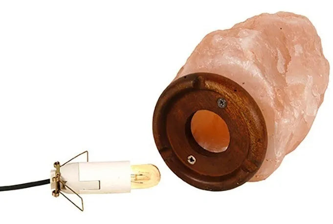 Lámpara Piedra De Sal Del Himalaya Natural Luz Relax Feng Shui Velador Decorativo Con Base De Madera